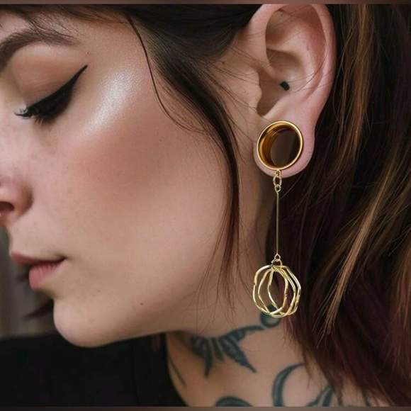 🔘18k Gold/ 316 Surgical Steel Ear Plug/Tunnels Set NWT - Picture 6 of 7